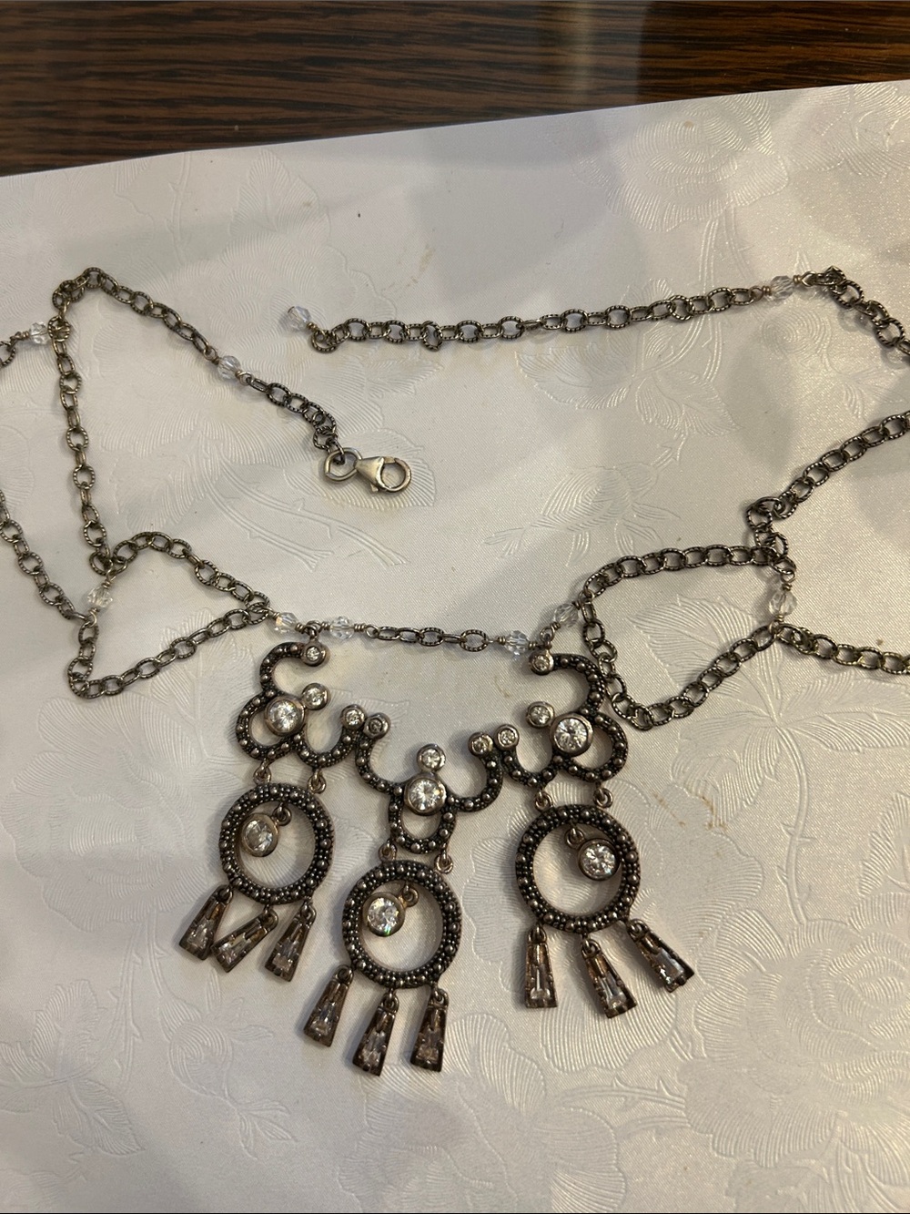 Statement Silver-Tone Crystal Drop Necklace - Women Jewelry